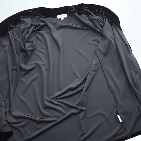 Jones New York Sport Black Velour One  Button Long Drapey Cardigan Size Large - Picture 5 of 8